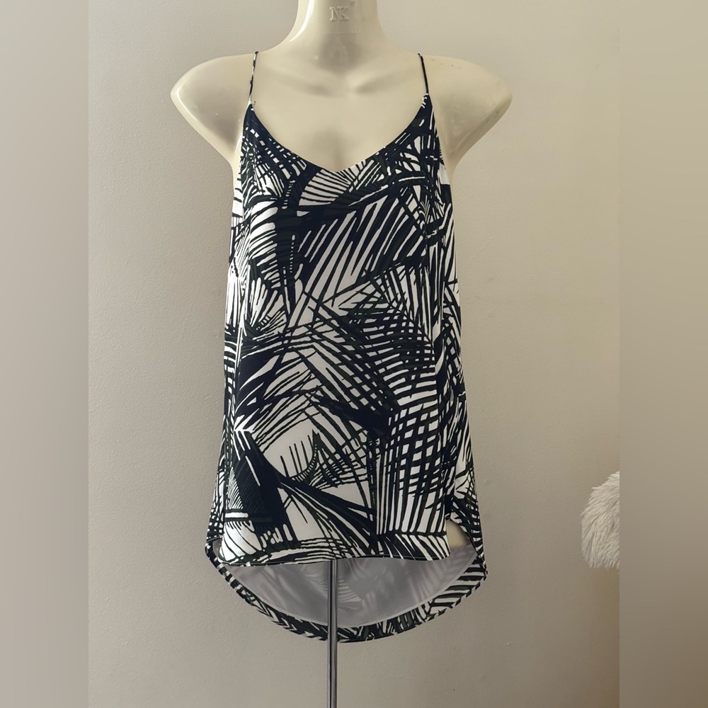 RW&CO. Asymmetrical White and Green Camisole